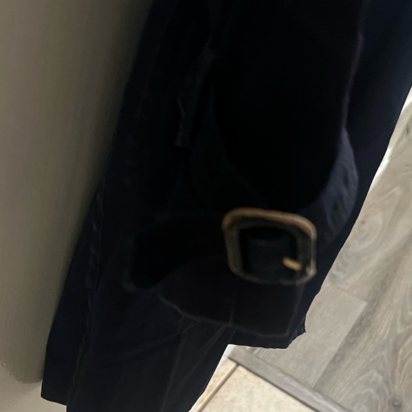 J Crew Trench Coat Navy Belvedere Swing Rain Military Zip Button Jacket Size 0 - Picture 3 of 9